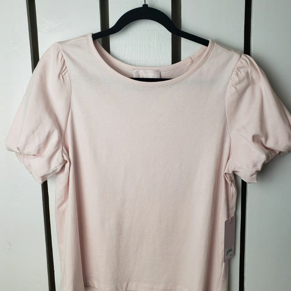 Rachel Parcell Pink Frosty Puff Bubble Sleeve Shirt MED Preppy Romantic Coquette - Picture 2 of 9